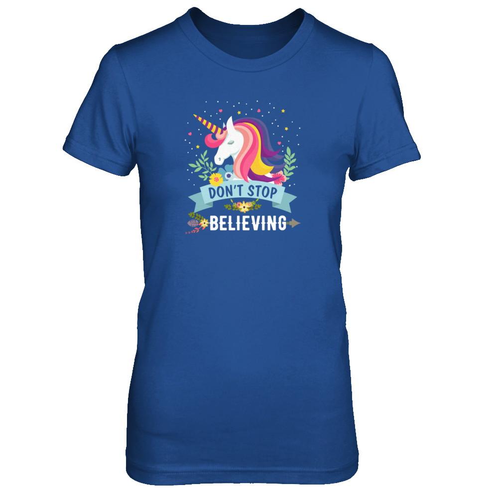 Unicorn Don't Stop Believing-T-Shirt & Tank Top-Women's T-Shirt-Royal