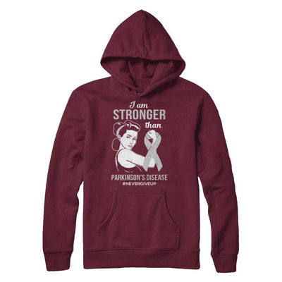 I Am Stronger Than Parkinson's Disease Awareness Support-T-Shirt & Hoodie-Pullover Hoodie-Maroon