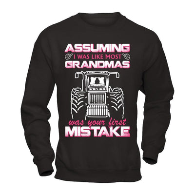 Assuming I Was Like Most Grandmas Was Your First Mistake Farmer-T-Shirt & Hoodie-Crewneck Sweatshirt-Black