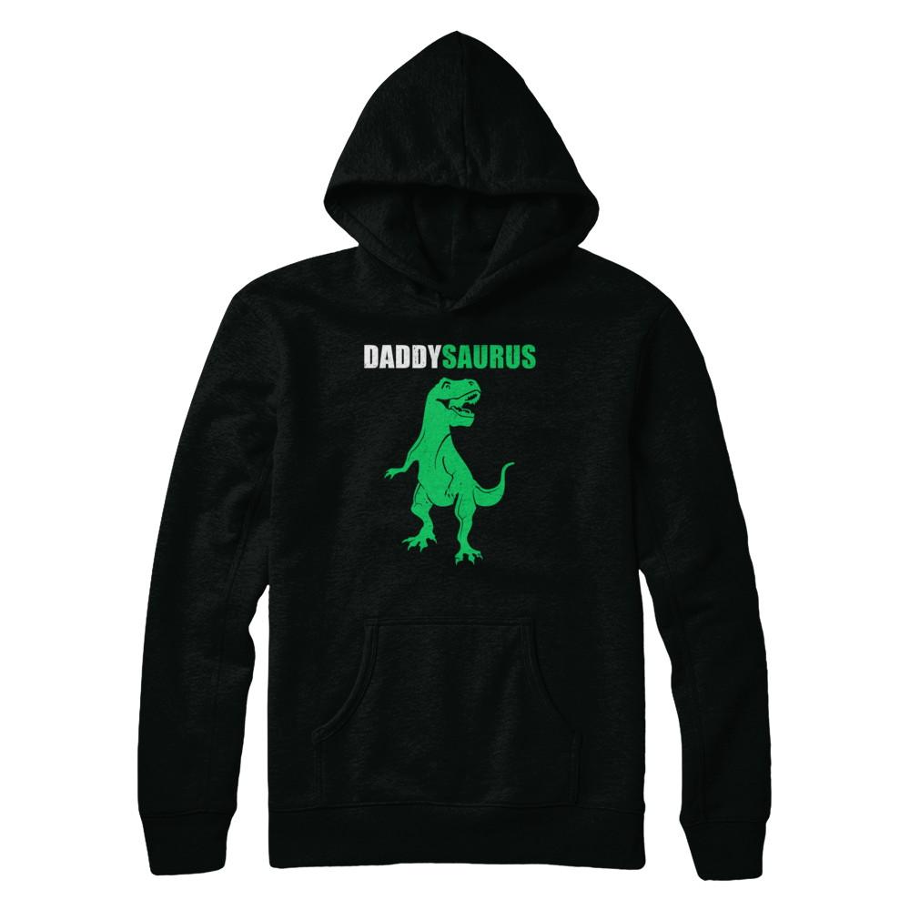 Daddysaurus Funny Dinosaur First Time Dad Fathers Day-T-Shirt & Hoodie-Hanes - Heavyweight Pullover Hoodie-Black