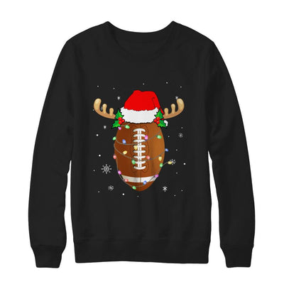 Santa Hat Football Reindeer Christmas Gifts-T-Shirt & Sweatshirt-Crewneck Sweatshirt-Black