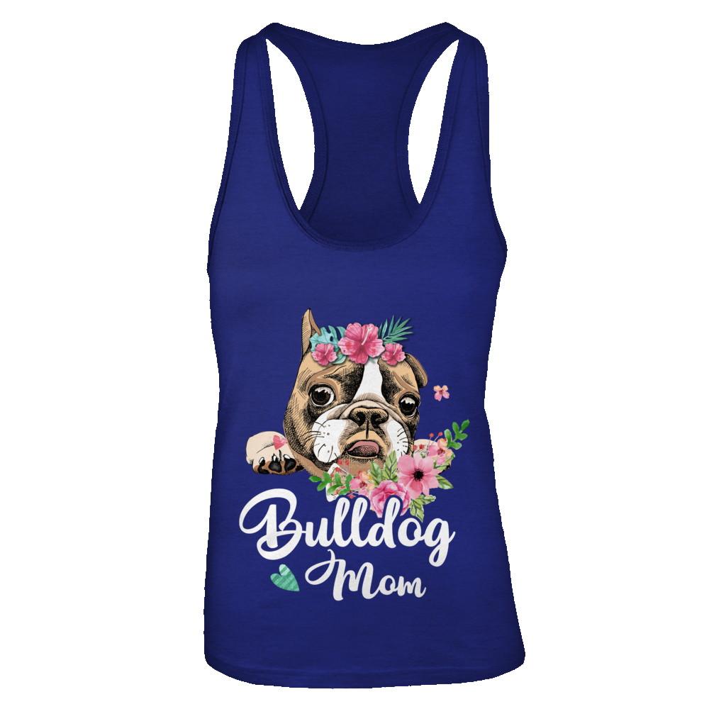 Bulldog Mom Funny Dog Mom Gift Idea-T-Shirt & Tank Top-Women's Ideal Racerback Tank-Royal
