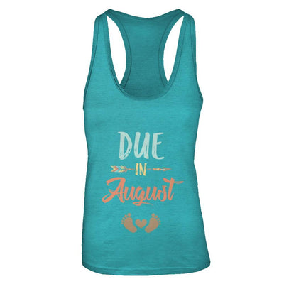 Due Date August 2021 Announcement Mommy Bump Pregnancy-T-Shirt & Tank Top-Women's Ideal Racerback Tank-Tahiti Blue