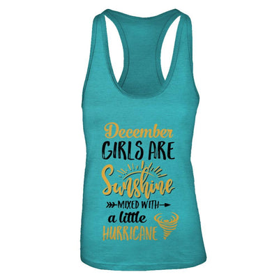 December Girls Sunshine Mixed With A Little Hurricane Birthday-T-Shirt & Tank Top-Women's Ideal Racerback Tank-Tahiti Blue