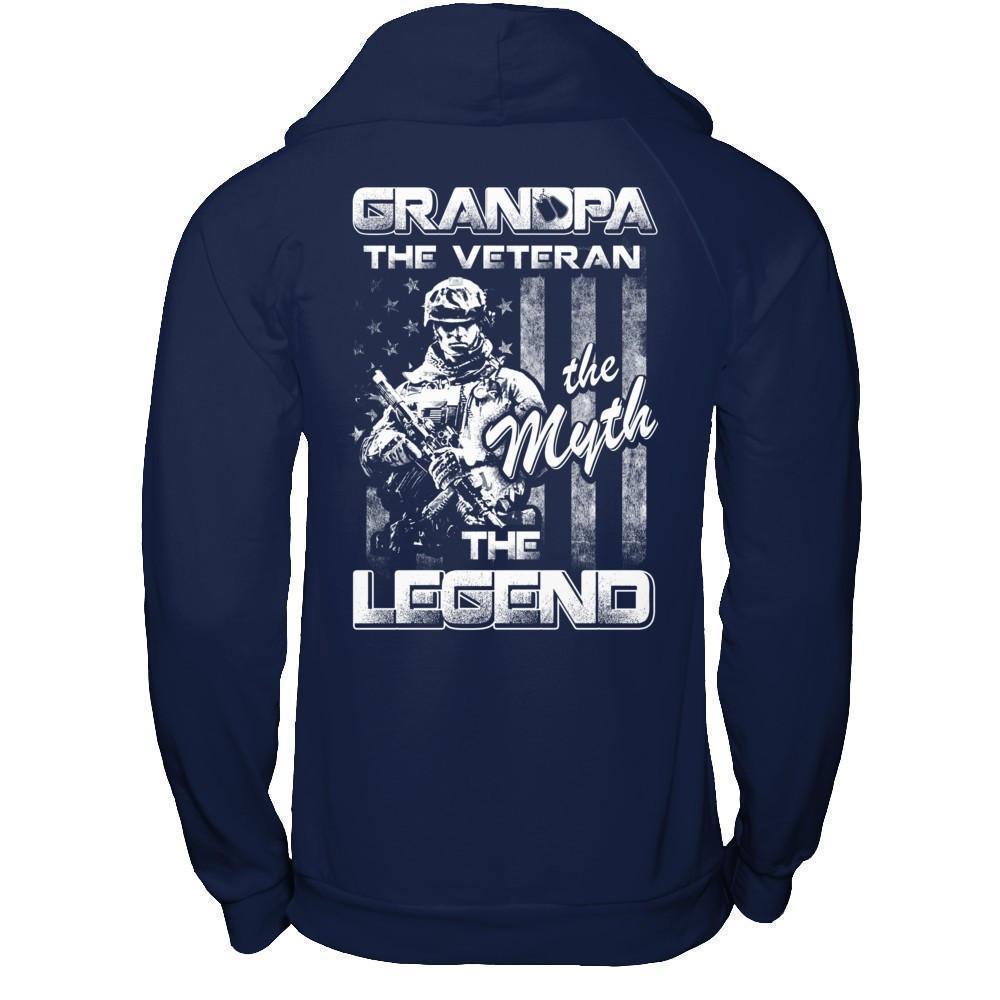 Grandpa The Veteran The Myth The Legend-T-Shirt & Hoodie-Pullover Hoodie-Navy