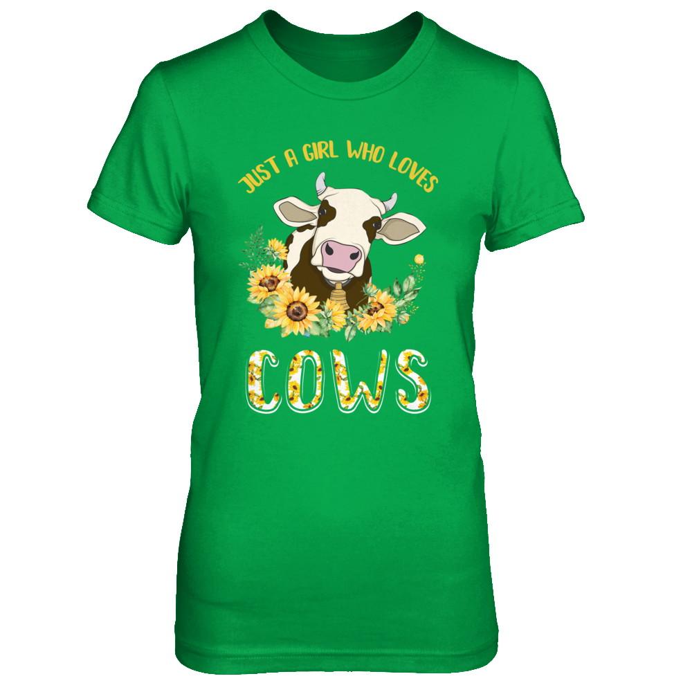 Just A Girl Who Loves Cows And Sunflowers-T-Shirt & Hoodie-Women's T-Shirt-Irish Green