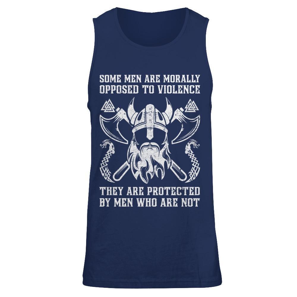 Viking Men Opposed To Violence They Are Protected By Men Who Are Not-T-Shirt & Hoodie-Unisex Tank-Navy