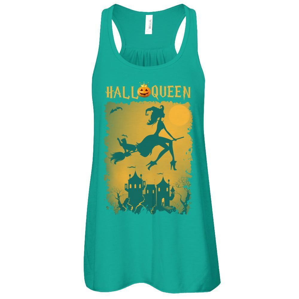 Funny Halloween Pumpkin Queen-T-Shirt & Tank Top-Women's Flowy Racerback Tank-Kelly