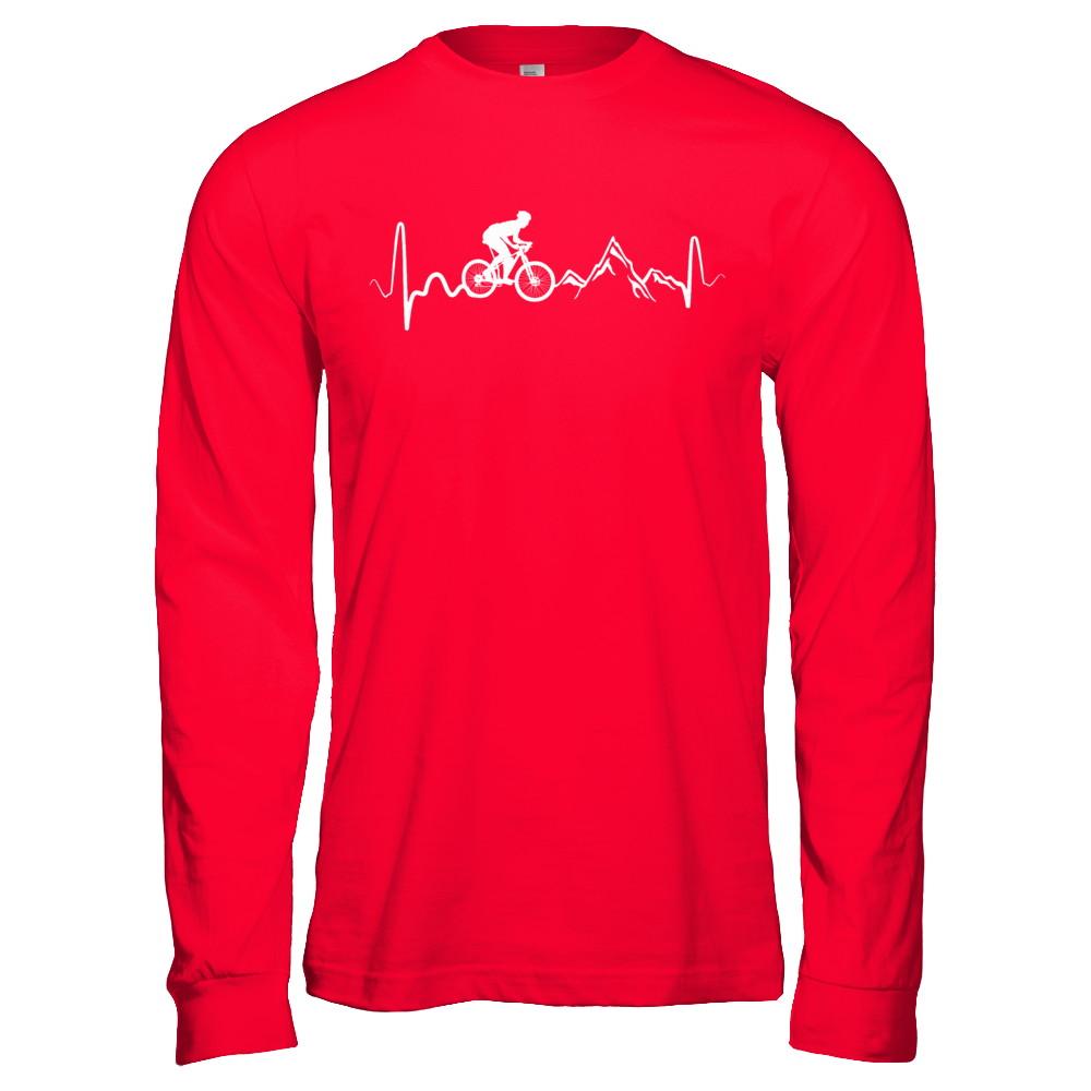 Mountain Bike Heartbeat-T-Shirt & Hoodie-Long Sleeve T-Shirt-Red