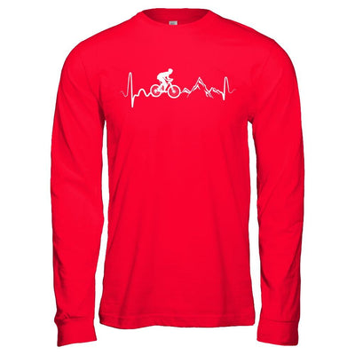 Mountain Bike Heartbeat-T-Shirt & Hoodie-Long Sleeve T-Shirt-Red
