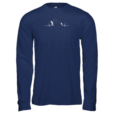 Fishing Heartbeat For Fisherman-T-Shirt & Tank Top-Long Sleeve T-Shirt-Navy