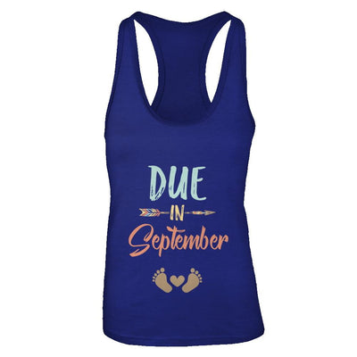 Due Date September 2021 Announcement Mommy Bump Pregnancy-T-Shirt & Tank Top-Women's Ideal Racerback Tank-Royal