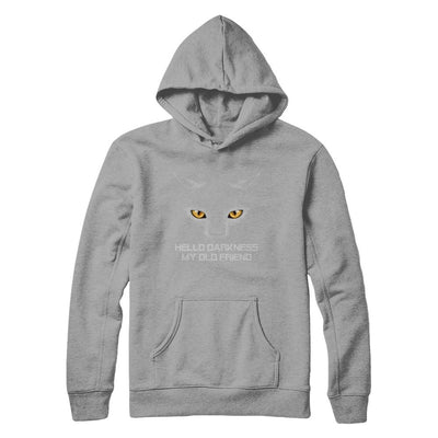 Halloween Hello Darkness My Old Friend Black Cat-T-Shirt & Hoodie-Pullover Hoodie-Light Steel