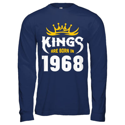 Kings Are Born In 1968 Birthday Gift-T-Shirt & Hoodie-Long Sleeve T-Shirt-Navy
