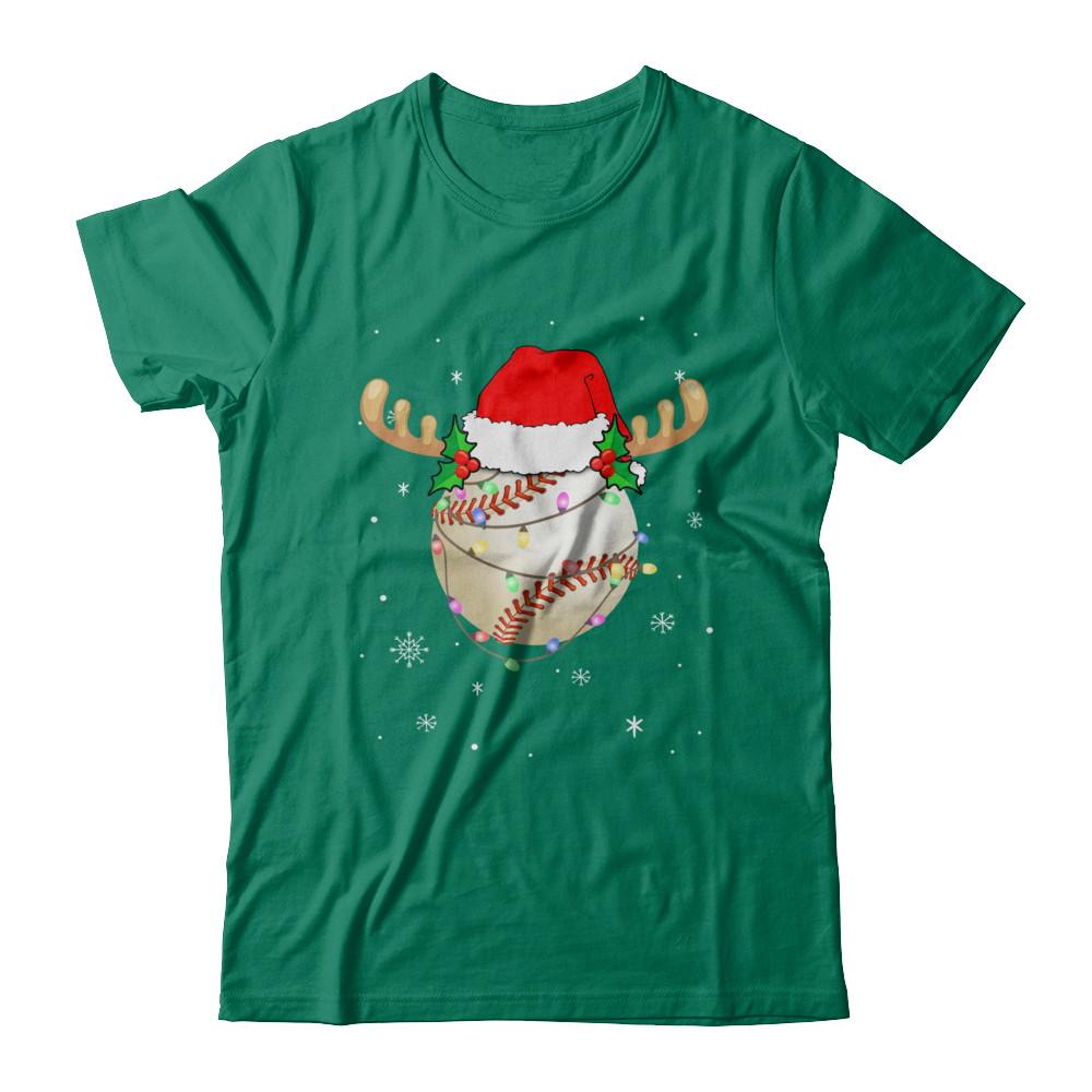 Santa Hat Baseball Reindeer Christmas Gifts-T-Shirt & Sweatshirt-Classic T-Shirt-Kelly Green