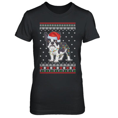 Bulldog Christmas Ugly Sweater Lights Dog Xmas Gift-T-Shirt & Sweatshirt-Women's T-Shirt-Black