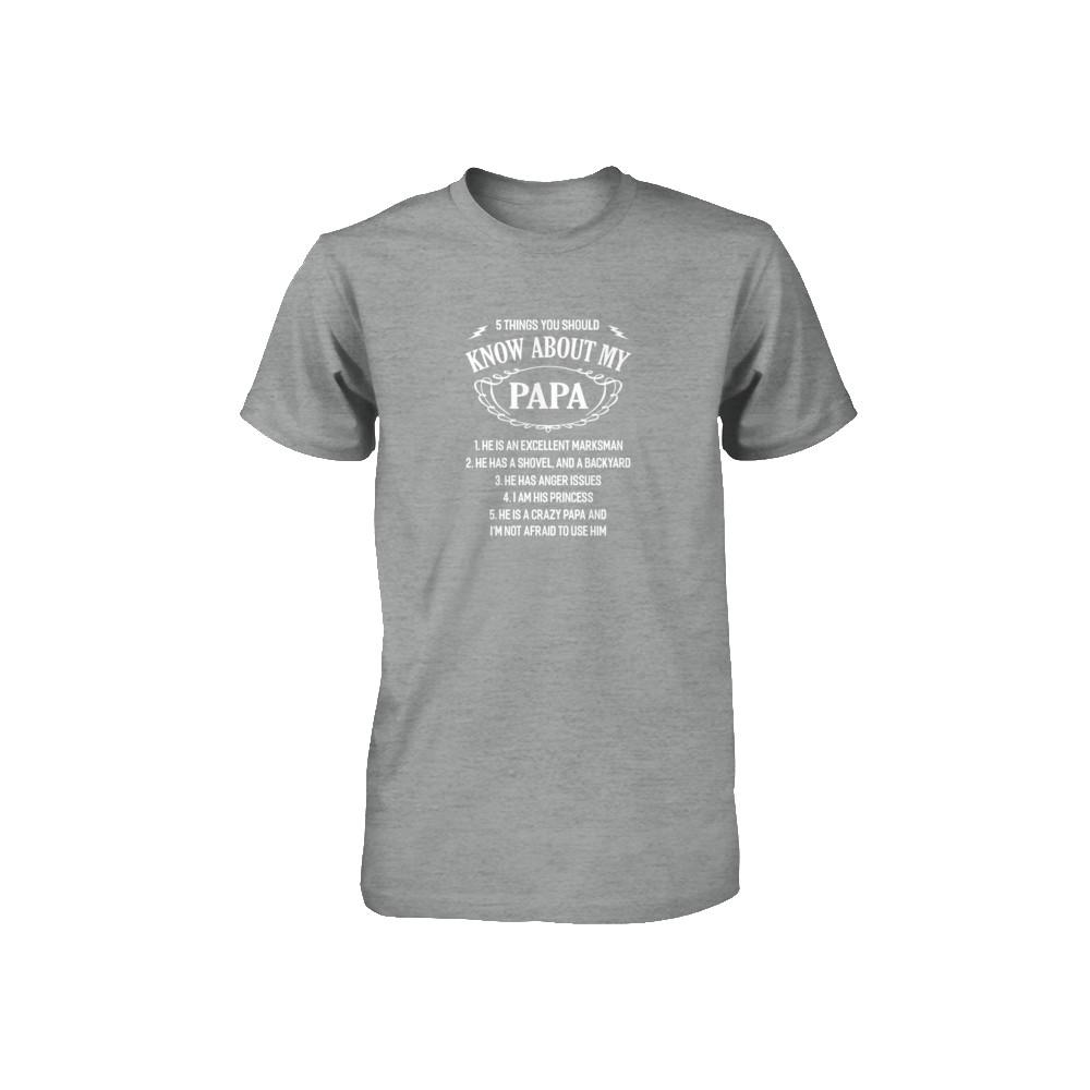 5 Things You Should Know About My Papa Youth-Youth Shirt-Toddler T-Shirt-Heather