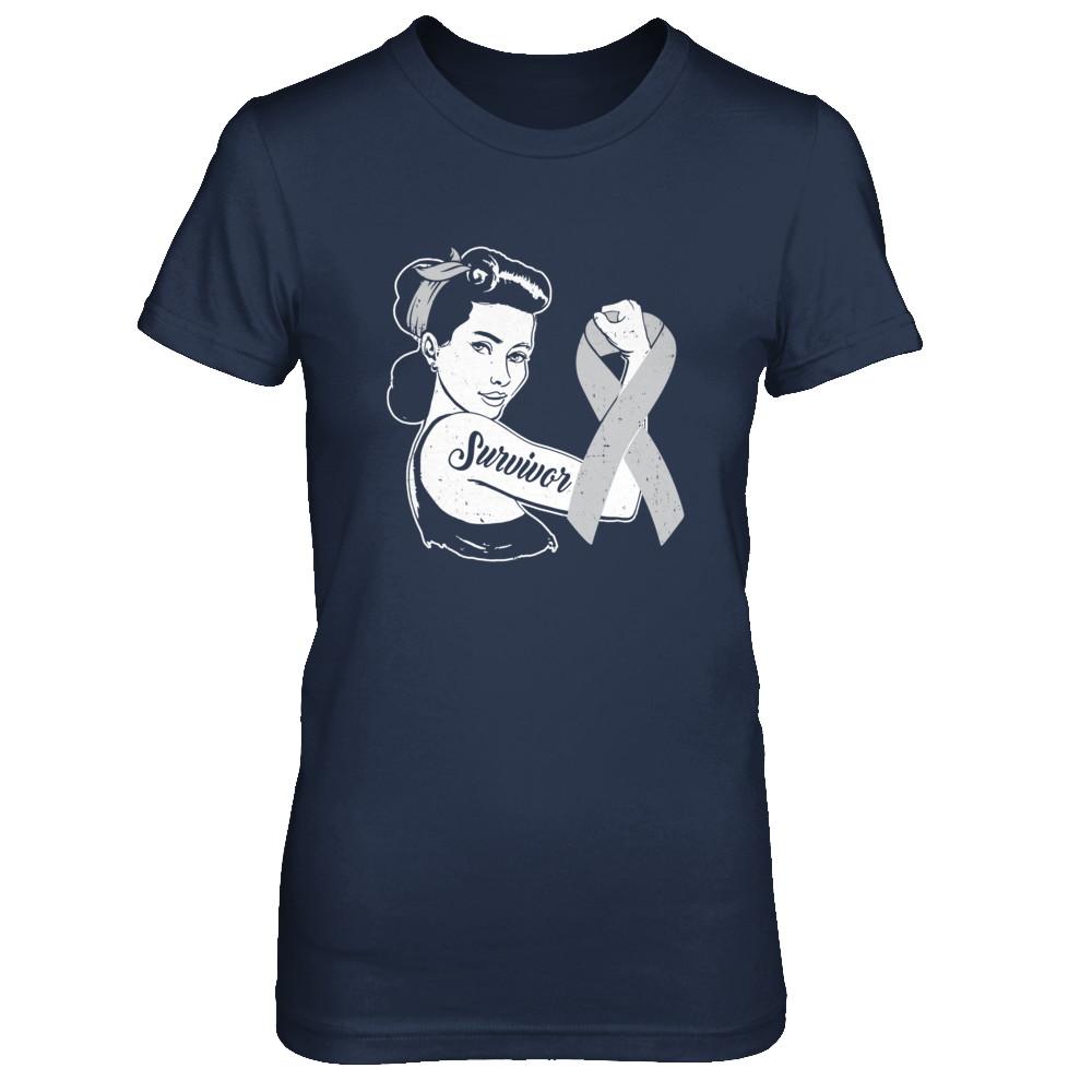 We Can Cure It Grey Brain Cancer Awareness Survivor-T-Shirt & Hoodie-Women's T-Shirt-Navy