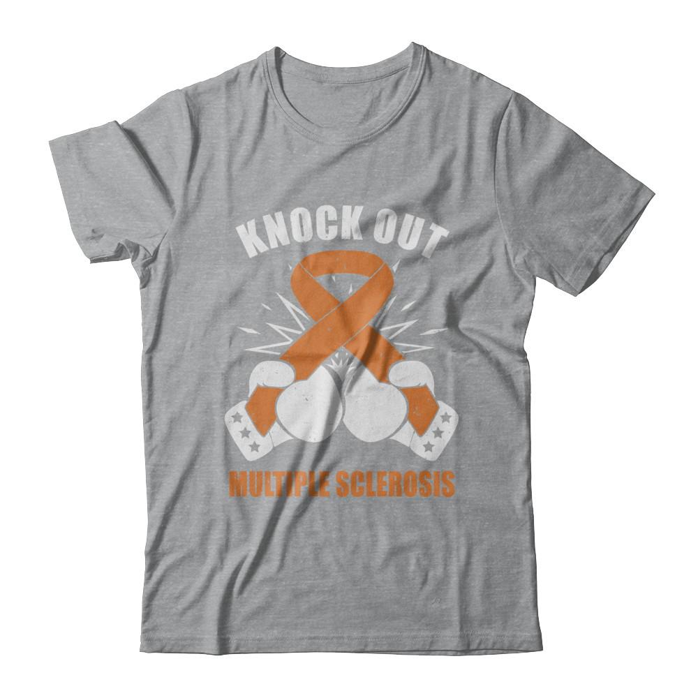 Boxing knock out Multiple Sclerosis Awareness Support-T-Shirt & Hoodie-Classic T-Shirt-Sport Grey