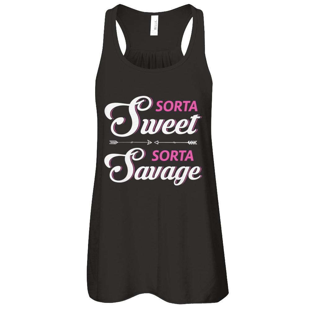 Sorta Sweet Sorta Savage-T-Shirt & Tank Top-Women's Flowy Racerback Tank-Black