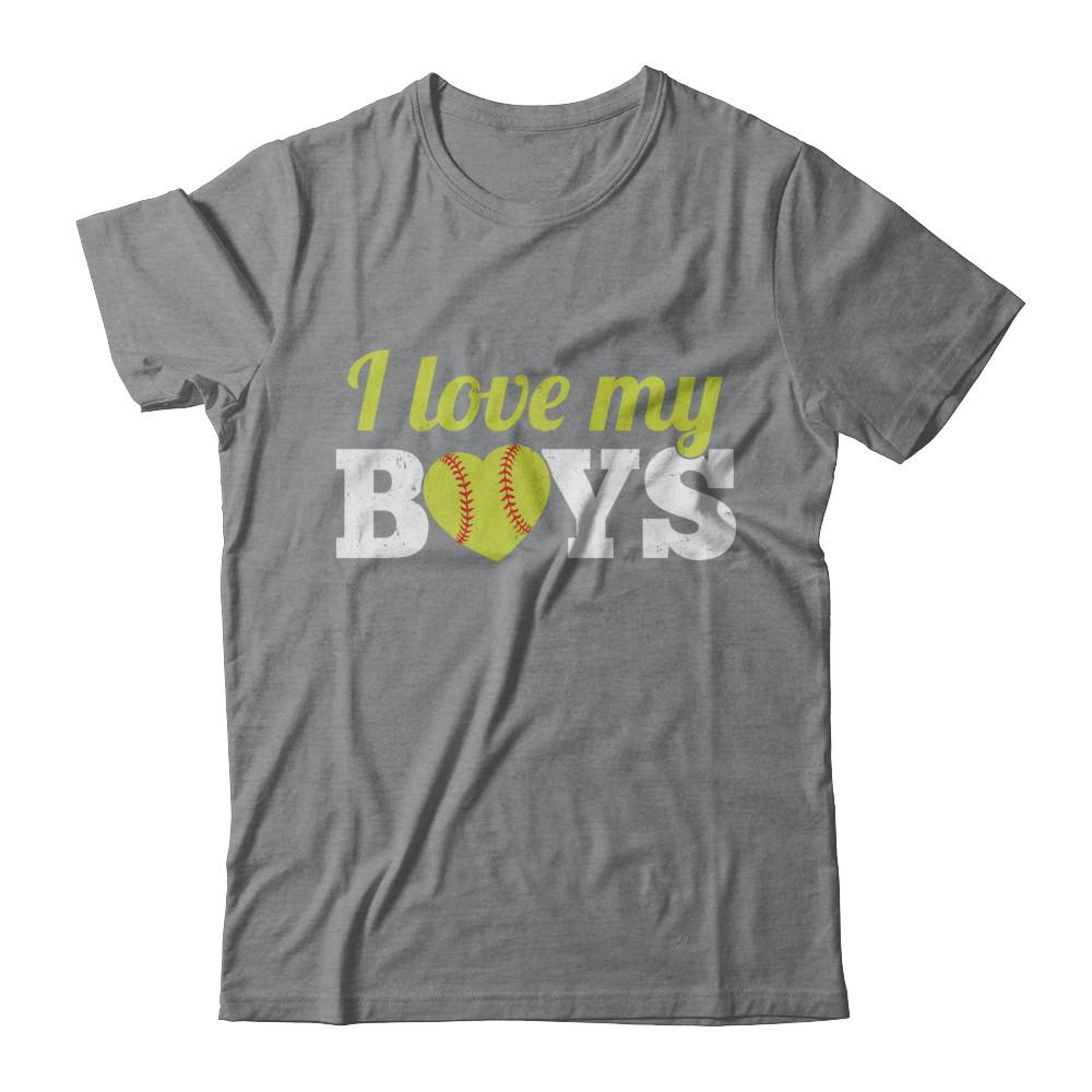 Love My Boys Mom And Dad Softball-T-Shirt & Hoodie-Classic T-Shirt-Sport Grey