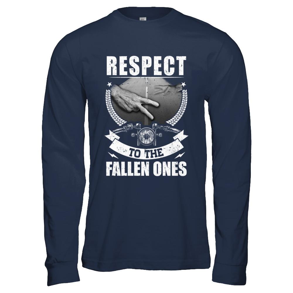 Respect To The Fallen Ones Motorbike-T-Shirt & Hoodie-Long Sleeve T-Shirt-Navy