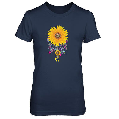 Native Dream Catcher Sunflower-T-Shirt & Tank Top-Women's T-Shirt-Navy