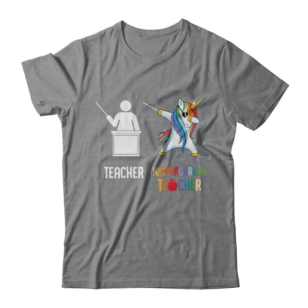 Dabbing Unicorn Kindergarten Teacher Funny Gifts Dab-T-Shirt & Hoodie-Classic T-Shirt-Sport Grey