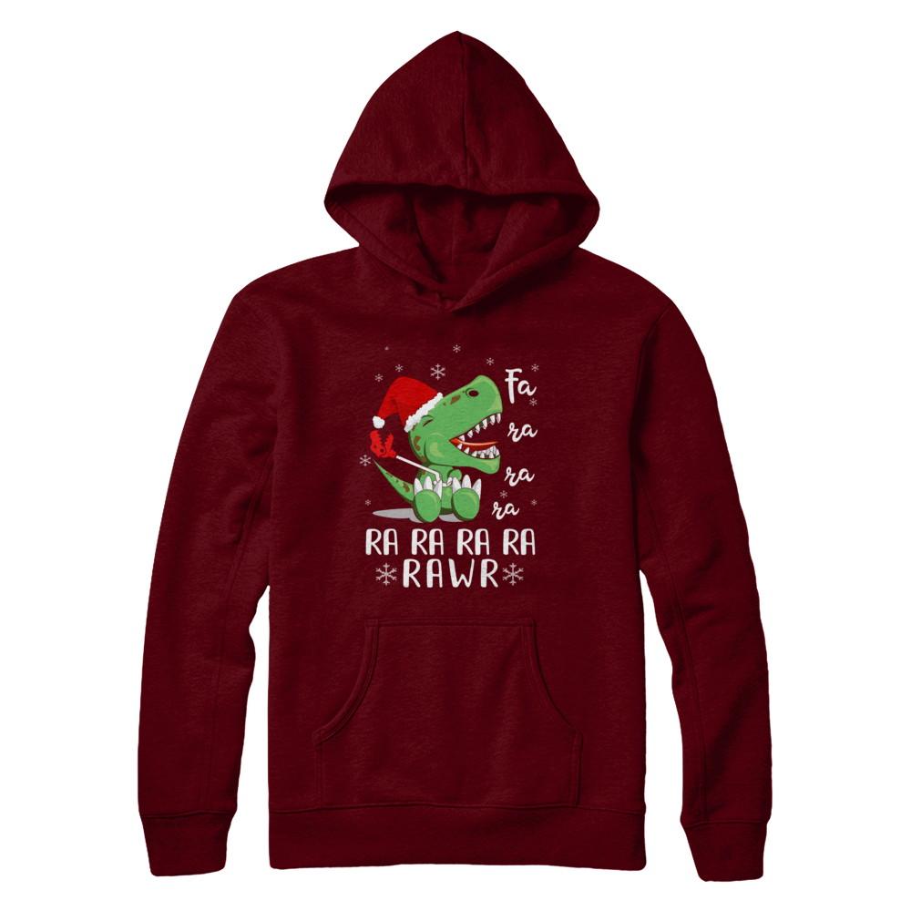 Funny Fa La La Fa Ra Rawr T-Rex Dinosaur Christmas-T-Shirt & Hoodie-Pullover Hoodie-Maroon