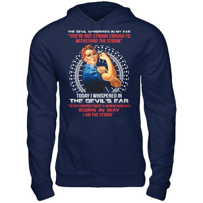 I Whispered Devil Ear Woman Who Was Born In May-T-Shirt & Hoodie-Pullover Hoodie-Navy
