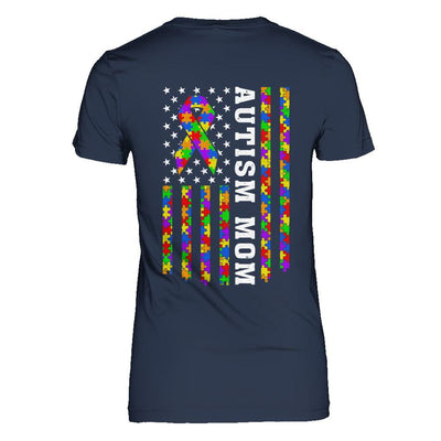 Proud Autism Mom Us Flag Autistic Mommy Mothers Day-T-Shirt & Hoodie-Women's T-Shirt-Navy