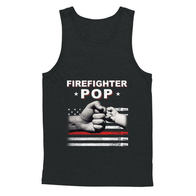 Firefighter Fireman Pop American Flag Fathers Day-T-Shirt & Hoodie-Unisex Tank-Black