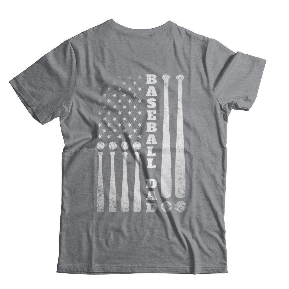 American Flag Vintage Baseball Dad Father's Day-T-Shirt & Hoodie-Classic T-Shirt-Sport Grey