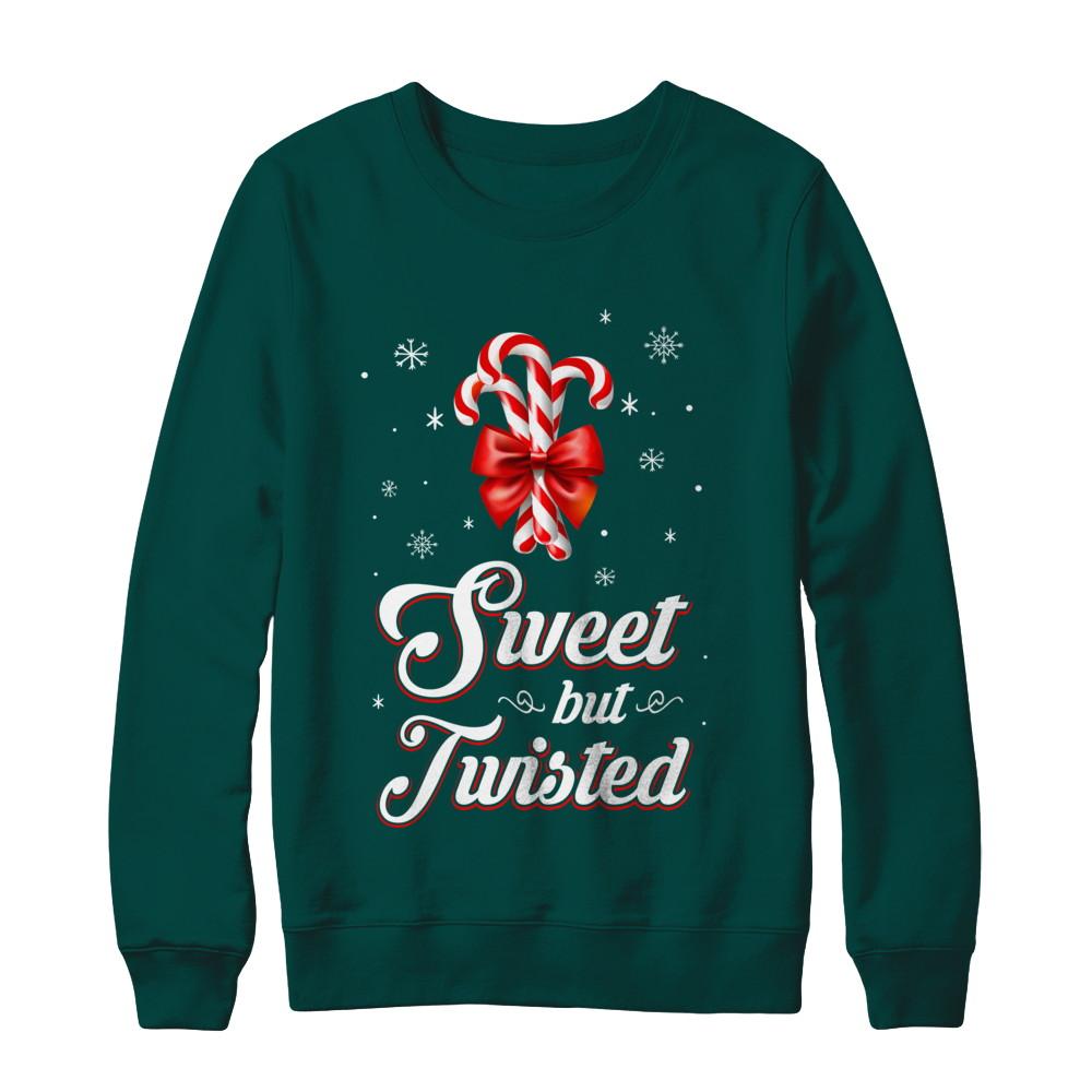 Sweet But Twisted Funny Candy Christmas Gifts-T-Shirt & Sweatshirt-Crewneck Sweatshirt-Deep Forest
