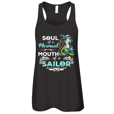 Soul Of A Mermaid Mouth Of A Sailor-T-Shirt & Tank Top-Women's Flowy Racerback Tank-Black