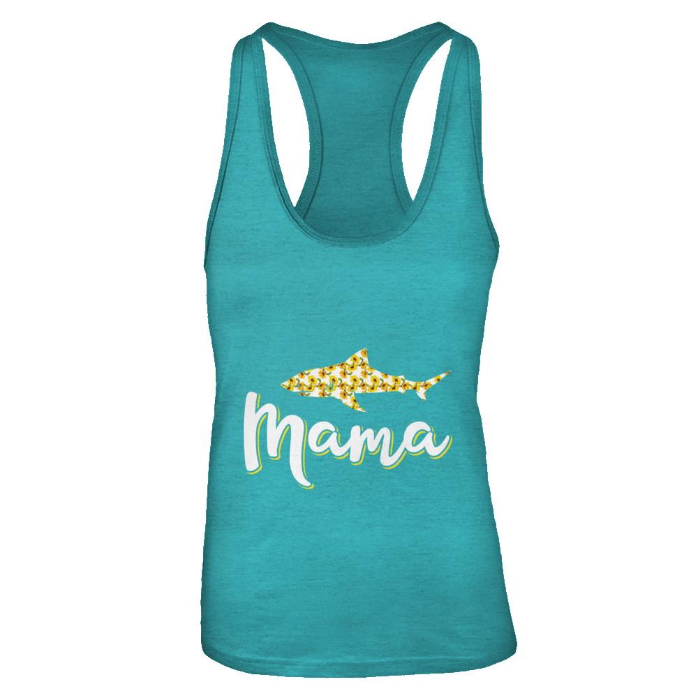 Sunflower Mama Shark Flowers Mothers Day Gift-T-Shirt & Tank Top-Women's Ideal Racerback Tank-Tahiti Blue