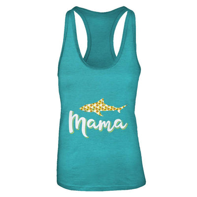 Sunflower Mama Shark Flowers Mothers Day Gift-T-Shirt & Tank Top-Women's Ideal Racerback Tank-Tahiti Blue
