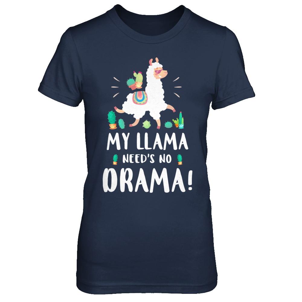 Funny Lama Cactus Llama Need's No Drama-T-Shirt & Hoodie-Women's T-Shirt-Navy
