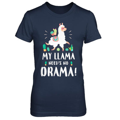 Funny Lama Cactus Llama Need's No Drama-T-Shirt & Hoodie-Women's T-Shirt-Navy