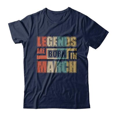 Classic Vintage Legends Are Born In March Birthday-T-Shirt & Hoodie-Classic T-Shirt-Navy