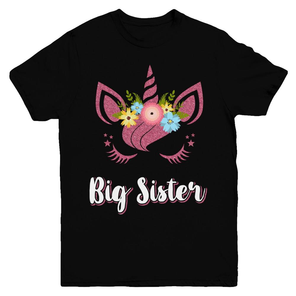 Unicorn Big Sister I'm Going To Be A Big Sister Youth-Youth Shirt-Youth T-Shirt-Black