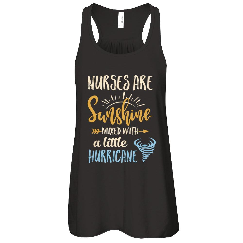 Nurses Are Sunshine Mixed With A Little Hurricane-T-Shirt & Tank Top-Women's Flowy Racerback Tank-Black