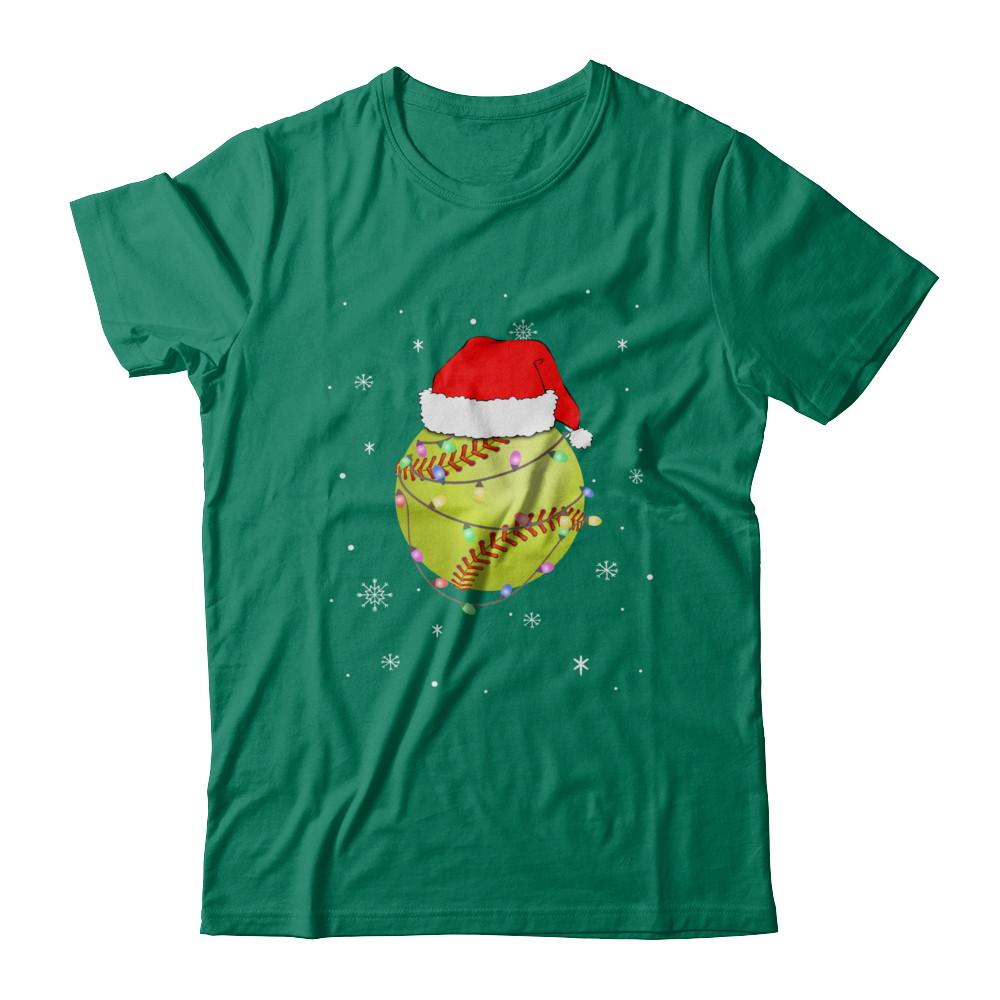 Santa Hat Softball Christmas Gifts-T-Shirt & Sweatshirt-Classic T-Shirt-Kelly Green