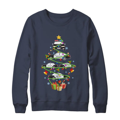 Police Officer Car Christmas Tree Ornament Decor Gift-T-Shirt & Sweatshirt-Crewneck Sweatshirt-Navy