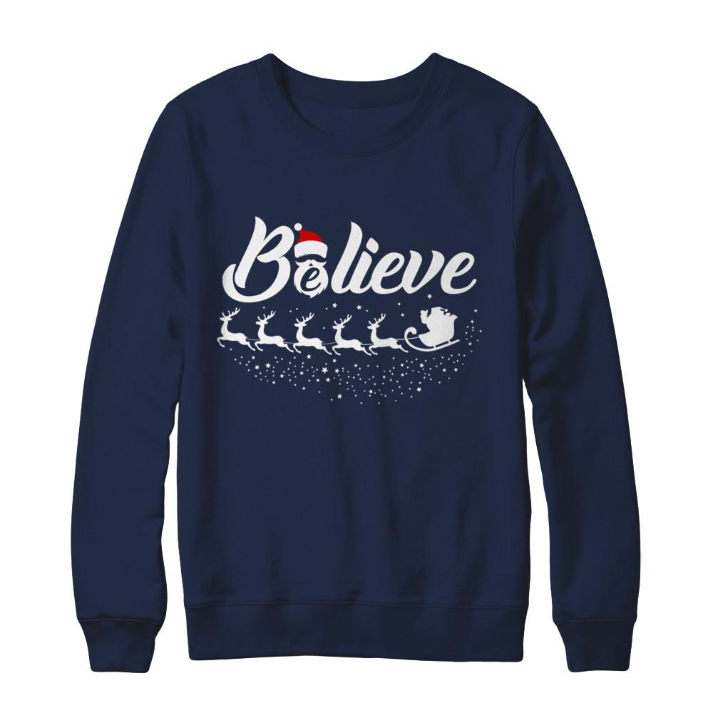 Believe Best Santa Christmas Gifts-T-Shirt & Sweatshirt-Crewneck Sweatshirt-Navy