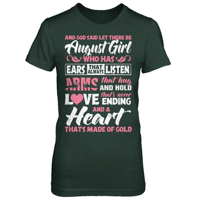 And God Said Let There Be August Girl Ears Arms Love Heart-T-Shirt & Hoodie-
