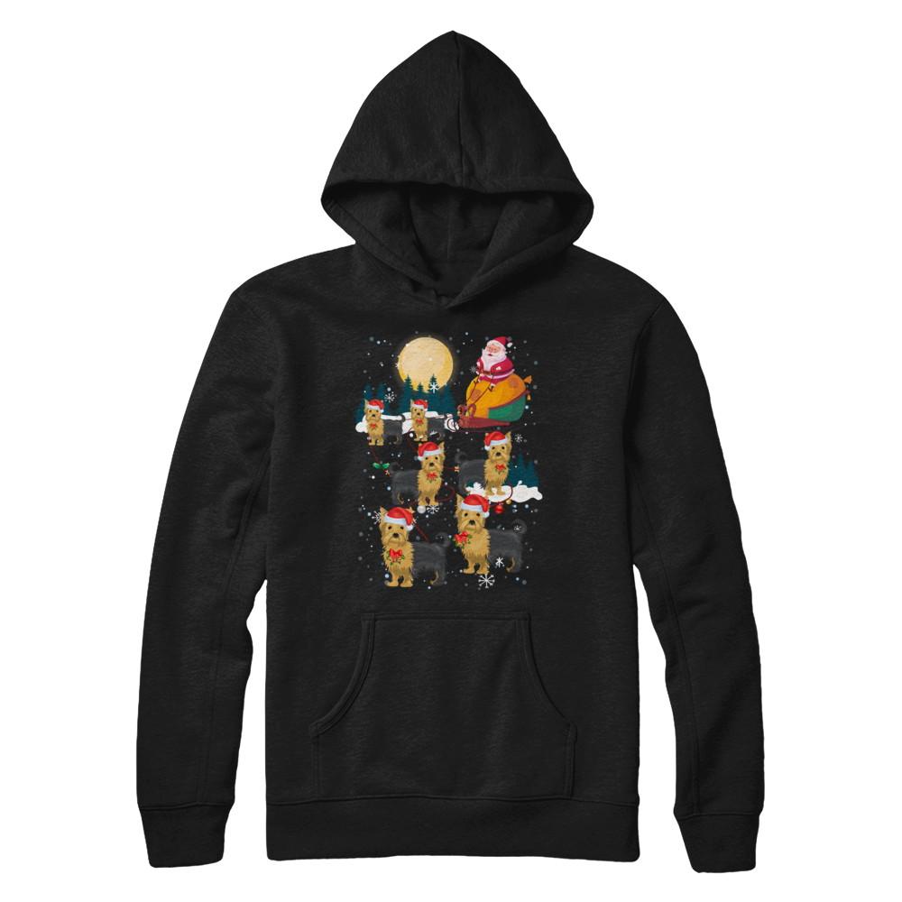 Dog Reindeer Yorkie Christmas Gift-T-Shirt & Sweatshirt-Pullover Hoodie-Black