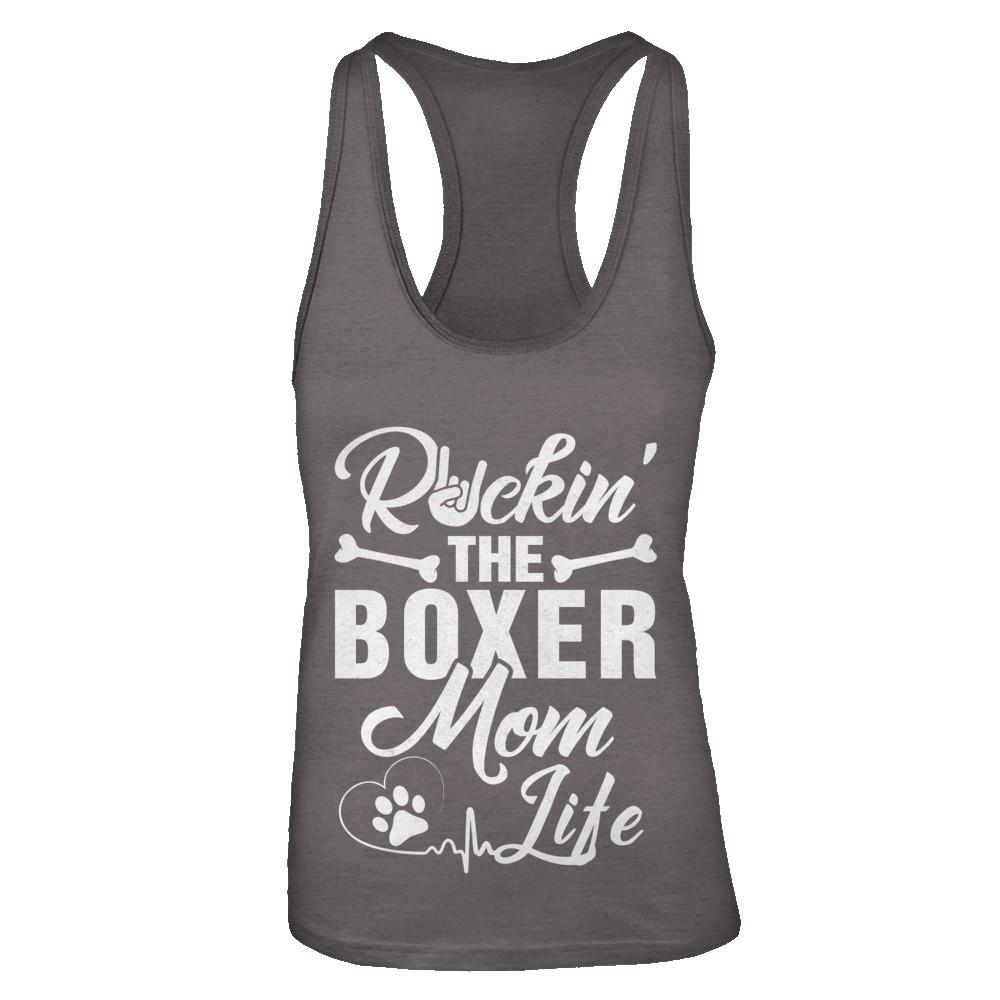 Rockin The Boxer Mom Life-T-Shirt & Tank Top-Women's Ideal Racerback Tank-Dark Grey