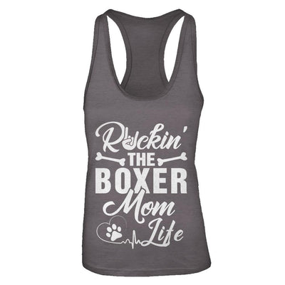 Rockin The Boxer Mom Life-T-Shirt & Tank Top-Women's Ideal Racerback Tank-Dark Grey