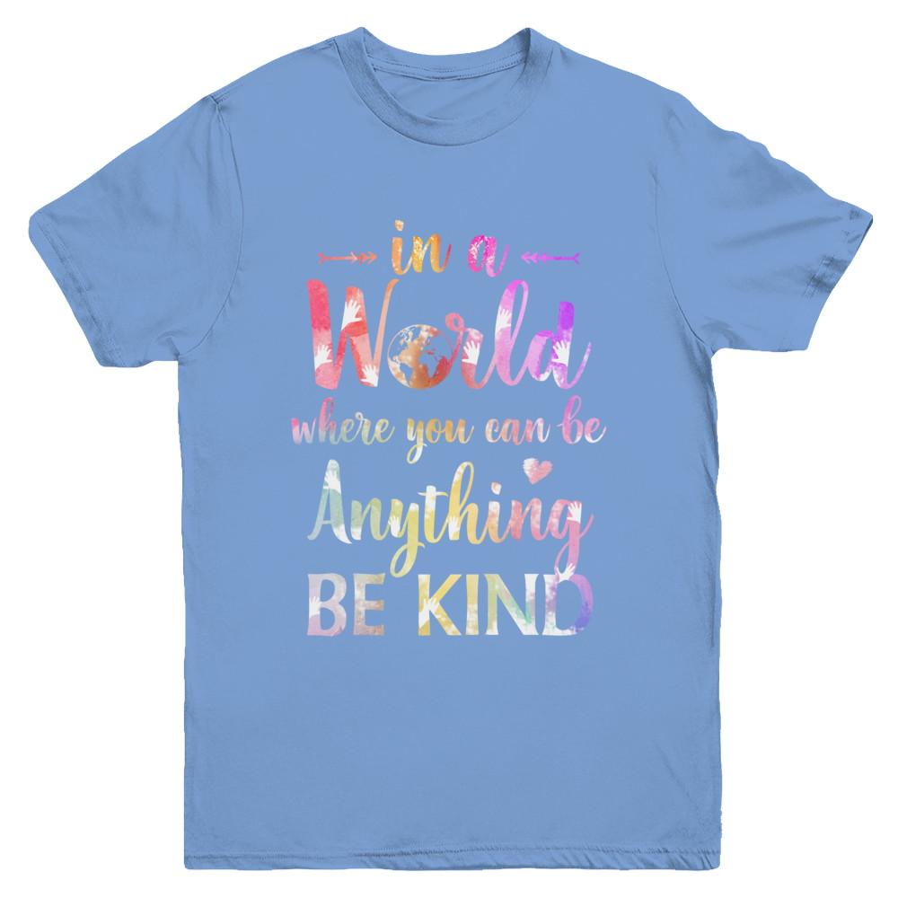 Autism In A World Where You Can Be Anything Be Kind Youth-Youth Shirt-Youth T-Shirt-Carolina Blue